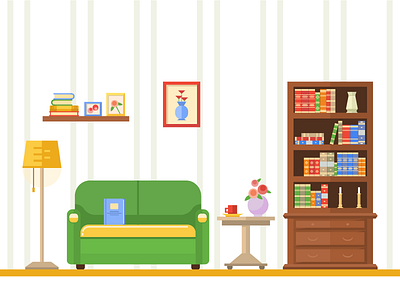 Living room interior flat illustration interior living room