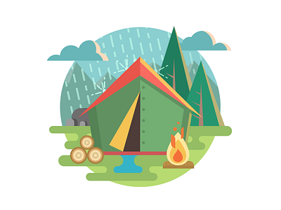 Outdoor Recreation Camping camping firewood flat forest hiking illustration kit8 nature recreation travel vacation vector