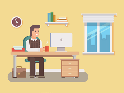 Office Worker character flat illustration job kit8 man manager office vector worker workplace workspace