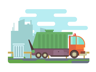Garbage Truck car cargo city flat garbage illustration kit8 truck vector