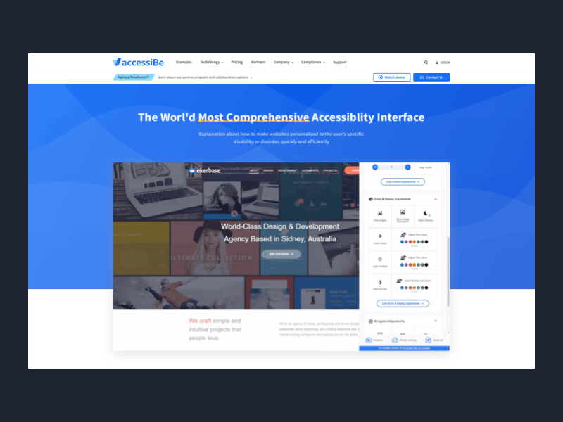 accessiBe - first experience with Principle accessibility animated gif animation clean startups ui uiux web web design