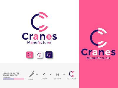 Crane Logo branding branding identity construction crane design graphic design icon illustration letter logo minimal vector