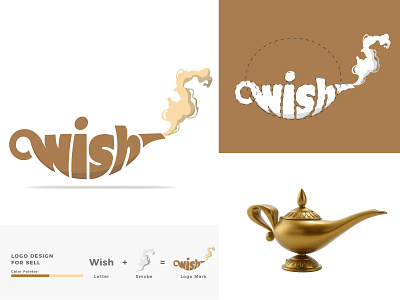 Wish Alaadin Magic Lamp Logo alaadin branding branding identity design graphic design icon illustration lamp logo magic vector wish