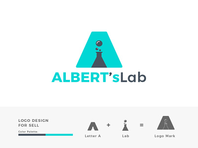 ALBERT'sLab Logo albert branding branding identity chemical chemistry design graphic design icon illustration lab logo research science search test vector