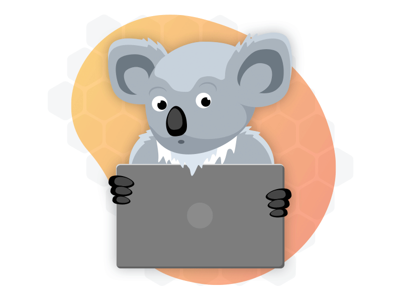 Shifty computer stealing koala fun illustration vector