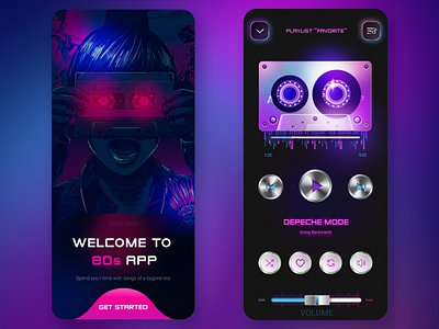 Music player "Welcome to 80s" 80s app concept design illustration mobile retro ui ux vector
