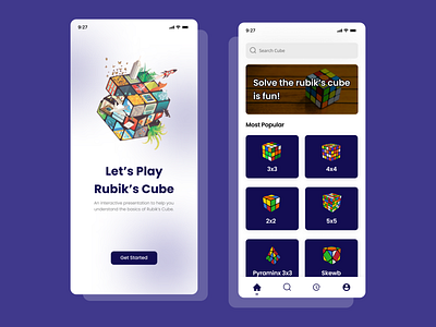Rubik's Cube | UI Design | Elvira Firmansyah cube designer graphic design mobile mobiledesign rubik rubikdesign rubiks rubikscube rubikui trend ui uidesign uiux ux