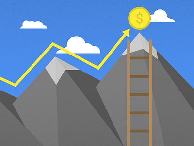 Reaching Your Financial Goals climb clouds coin finance interest ladder mountain returns