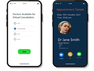 Doctor's Virtual Appointment Booking UI