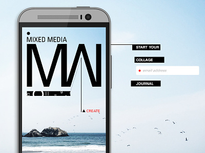 Mixed Media app collage daily interface landing page splash screen ui