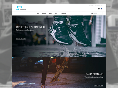 Sole Provider interface landing page shoes shop sneakers ui webpage