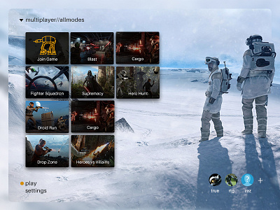 Star Wars Battlefront menu redesign game interface layout menu star wars