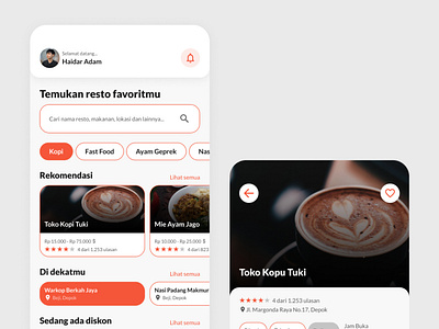 Find a restaurant app app branding ui ux