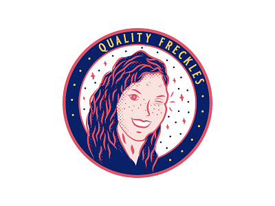 Quality Freckles cartoon design halftone illustration portrait sticker