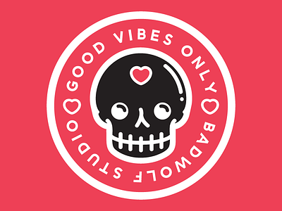 Good vibes only character head heart icon logo mascot red skull skull art sticker
