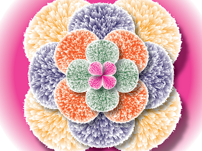 3D furry style flower design 3d design illustration