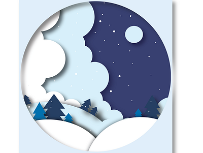 Winter paper cutout effect.. design graphic design illustration