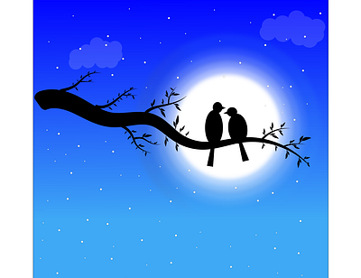 Night sky Vector Illustration with Moonlight.. design graphic design illustration vector