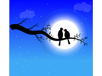 Night sky Vector Illustration with Moonlight..