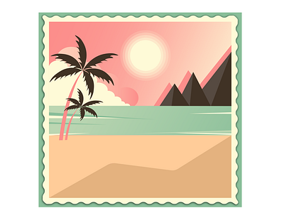 SUMMER LANDSCAPE WITH RETRO PHOTO FRAME