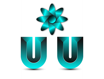 Flower and U shape logo 3d graphic design illustration logo