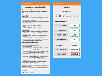 Mobile Application Design for shift Booking.