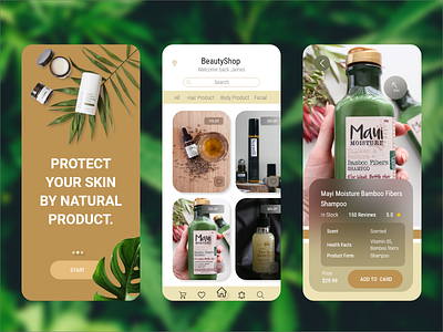 E-Commerce Natural Product App android app application beauty buy creative dailyui e commerce graphic design ios marketing mobile modern natural new product sale theme ui user interface