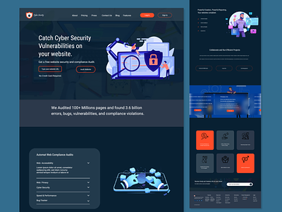 Cybersecurity website landing page UI/UX Design. creative cybersecurity dailyui data security design graphic design illustration landing page logo modern network data security new secure templates themes ui vector web banner web design web security