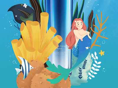 A post for 'Slight Heat' illustration mermaid ocean slight heat solar term