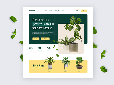 Plant Shop Landing Page Header Design-Hero Section