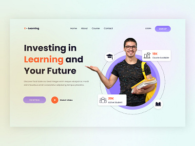 E-Learning website design-Hero section