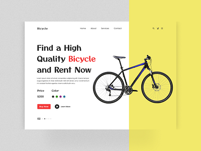 Bicycle Website Landing Page Design bicycle bike cycling cyclist ecommerce header hero section homepage landing page mobile app design ride riding sports traveling ui design ux design website design woocomerce