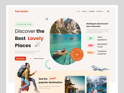 Travel Agency Website advanture boat booking camping flight hiking homepage landing page outdoor tour tourism travel agency travel agent travel app travel guide travel website trip plan ui design ux design vacation