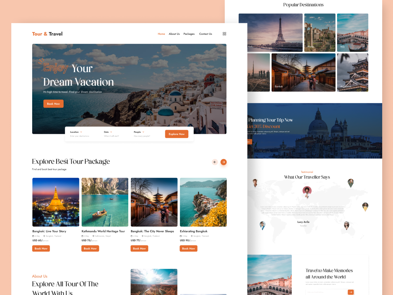 Travel Agency Website Design by Alamgir Hossain on Dribbble