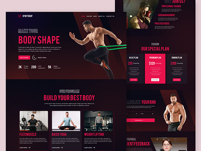 GYM Fitness Landing Page body transformation crosfit excersie fitness club fitness landing page gym health landing page muscle sports trainer website design weightlifting weightloss workout yoga