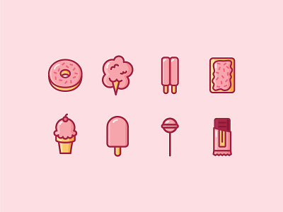 Dessert Icons chocolate cotton candy desserts donut ice cream icons illustration lollipop popsicle poptart