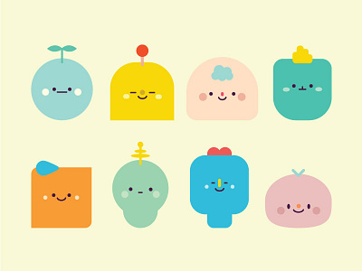 Characters characters colour cute illustration shape vector