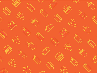 Fast Food Pattern burger burrito drink food hot dog illustration orange pattern pizza taco vector yellow