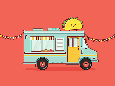 It's Taco Tuesday! 🎉 colour food food truck icon illustration taco taco truck truck