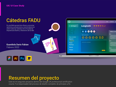 Cátedras FADU, propuesta de Web case studie illustration prototipe ui ux web