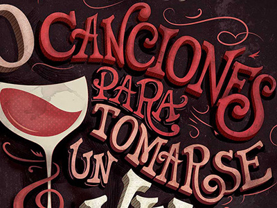 Lettering for 20 songs to digital illustration lettering poster