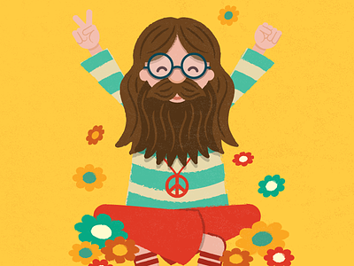 Hippy character hippy illustration peace