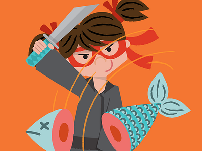 Ninja character design fish girl illustration ninja