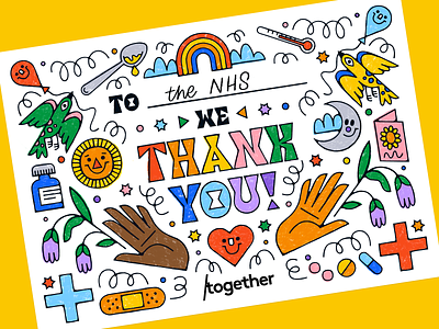 We thank you, NHS! art birthday birthday party coloring colouring doctor health healthcare hospital illustration line love medical nurse rainbow