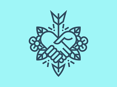 That family kind of friendship! arrow caring family floral friendship hands handshake heart icon love tattoo vector