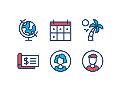 HR App Icons calendar icon set illustration line pay profile vacation vector world