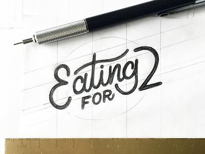 Eating For 2 branding design hand drawn lettering logo mono weight sketch type