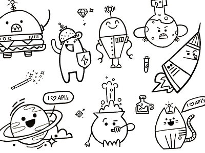 Character sketch town! character concept cute fun ideas illustration magic robots science sketch space