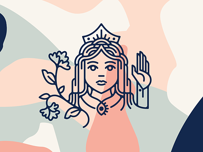 The Goldrunner Gal branding crown illustration line queen tarot vector woman
