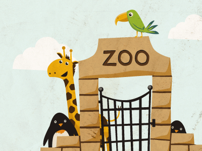 Zoo bird giraffe illustration penguin vector zoo